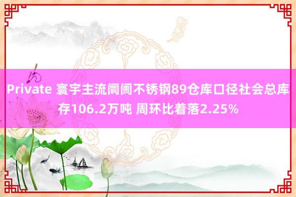 Private 寰宇主流阛阓不锈钢89仓库口径社会总库存106.2万吨 周环比着落2.25%