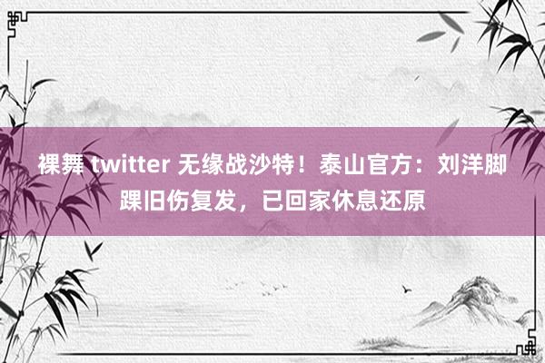 裸舞 twitter 无缘战沙特！泰山官方：刘洋脚踝旧伤复发，已回家休息还原