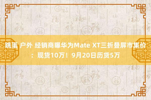 跳蛋 户外 经销商曝华为Mate XT三折叠屏市集价：现货10万！9月20日历货5万