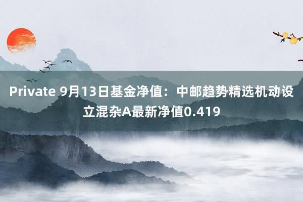 Private 9月13日基金净值：中邮趋势精选机动设立混杂A最新净值0.419