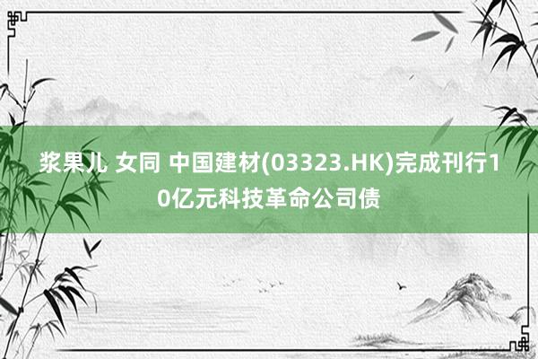 浆果儿 女同 中国建材(03323.HK)完成刊行10亿元科技革命公司债