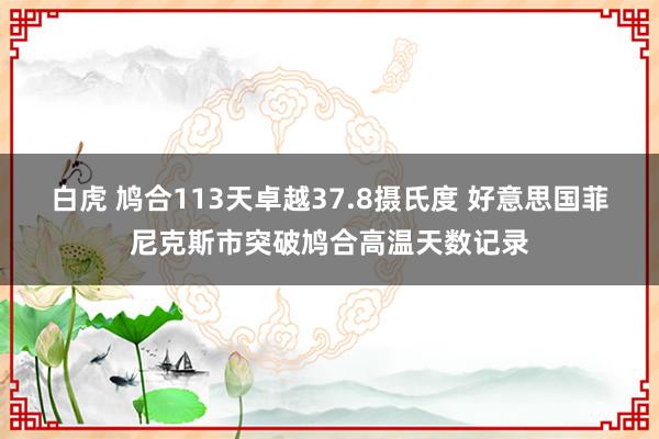 白虎 鸠合113天卓越37.8摄氏度 好意思国菲尼克斯市突破鸠合高温天数记录