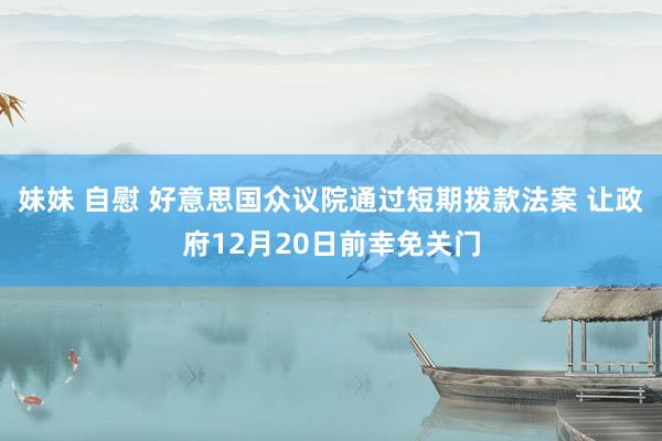 妹妹 自慰 好意思国众议院通过短期拨款法案 让政府12月20日前幸免关门