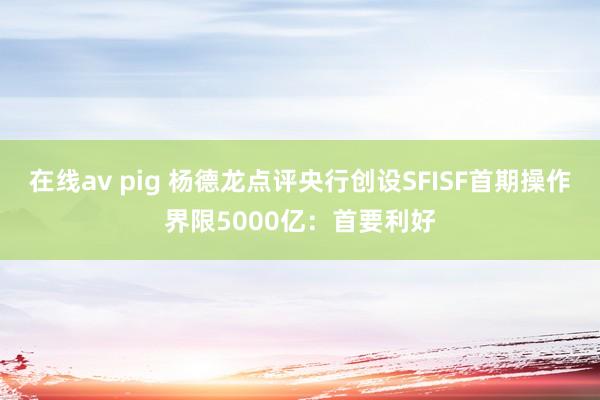 在线av pig 杨德龙点评央行创设SFISF首期操作界限5000亿：首要利好