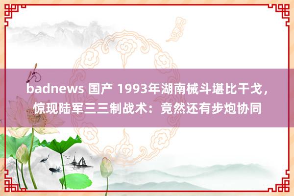 badnews 国产 1993年湖南械斗堪比干戈，惊现陆军三三制战术：竟然还有步炮协同