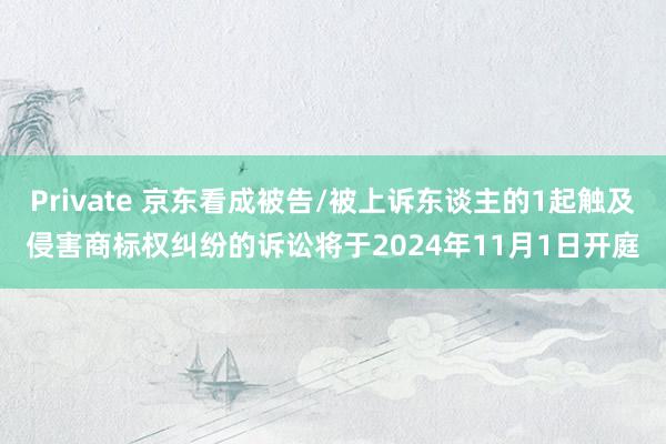 Private 京东看成被告/被上诉东谈主的1起触及侵害商标权纠纷的诉讼将于2024年11月1日开庭