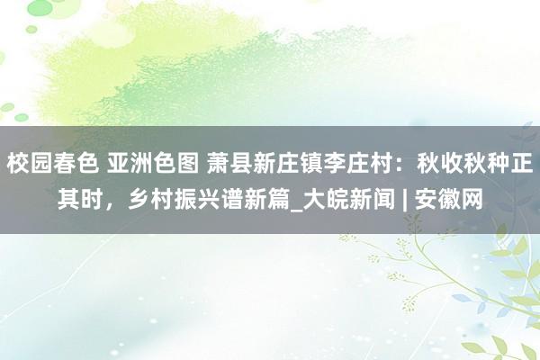 校园春色 亚洲色图 萧县新庄镇李庄村：秋收秋种正其时，乡村振兴谱新篇_大皖新闻 | 安徽网