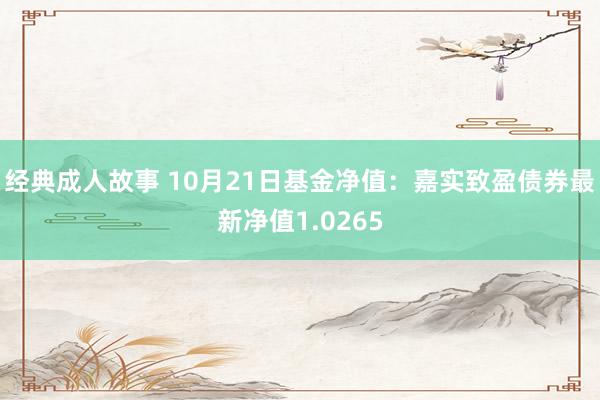 经典成人故事 10月21日基金净值：嘉实致盈债券最新净值1.0265