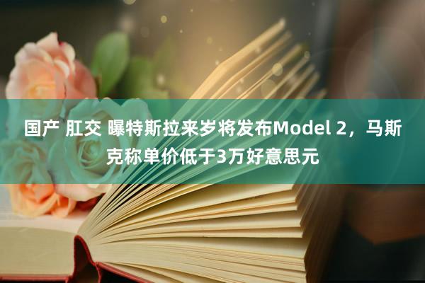 国产 肛交 曝特斯拉来岁将发布Model 2，马斯克称单价低于3万好意思元