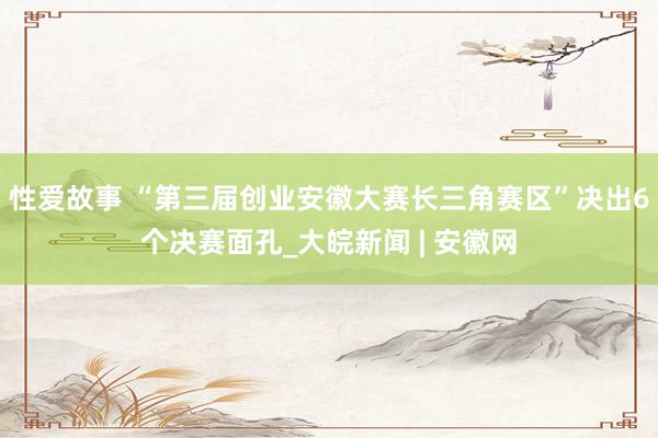 性爱故事 “第三届创业安徽大赛长三角赛区”决出6个决赛面孔_大皖新闻 | 安徽网