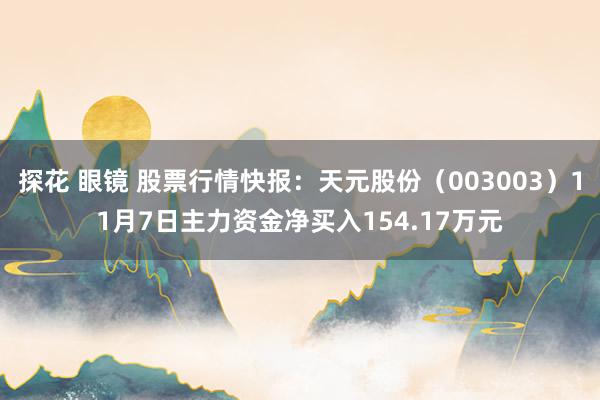 探花 眼镜 股票行情快报：天元股份（003003）11月7日主力资金净买入154.17万元