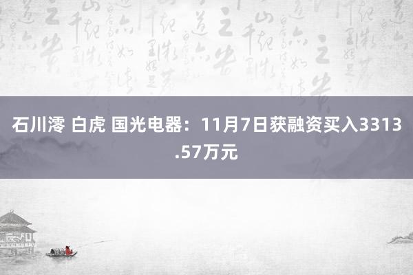 石川澪 白虎 国光电器：11月7日获融资买入3313.57万元