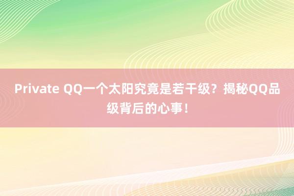 Private QQ一个太阳究竟是若干级？揭秘QQ品级背后的心事！